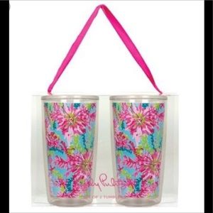 Lilly Pulitzer Trippin & Sippin 4 tumblers  & tray